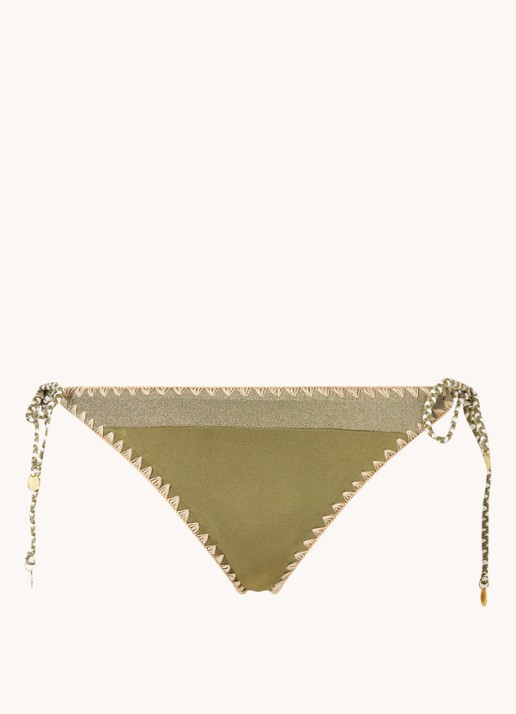 Banana Moon Blika Nazca bikinislip met geknoopt detail en lurex - voorkant bronsgroen