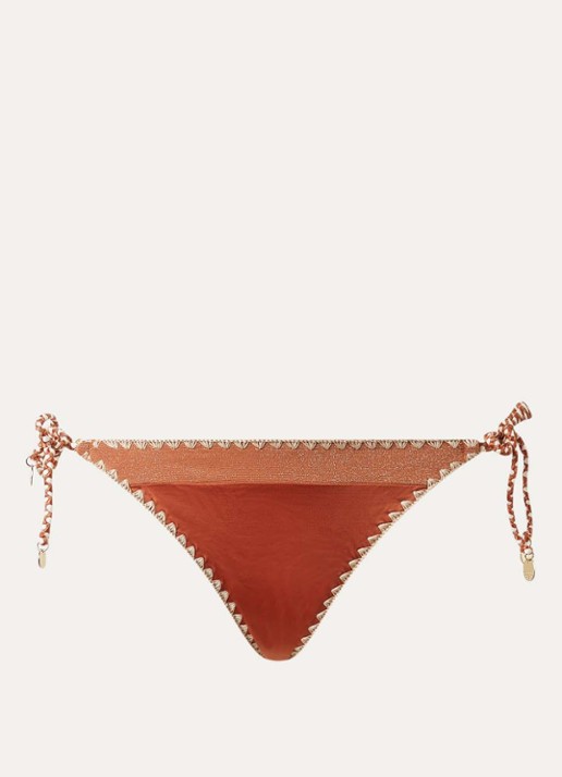 Banana Moon Blika Nazca bikinislip met geknoopt detail en lurex - voorkant roestbruin