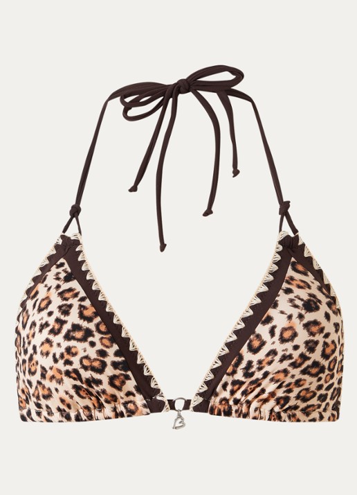 Banana Moon Bluco Savari triangel bikinitop met panterprint  - voorkant 2 beige