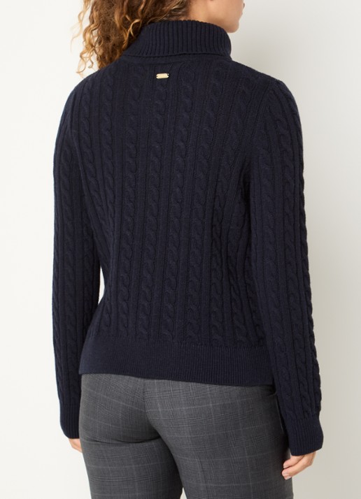 Barbour Ambleside grofgebreide trui met col - achterkant blauw