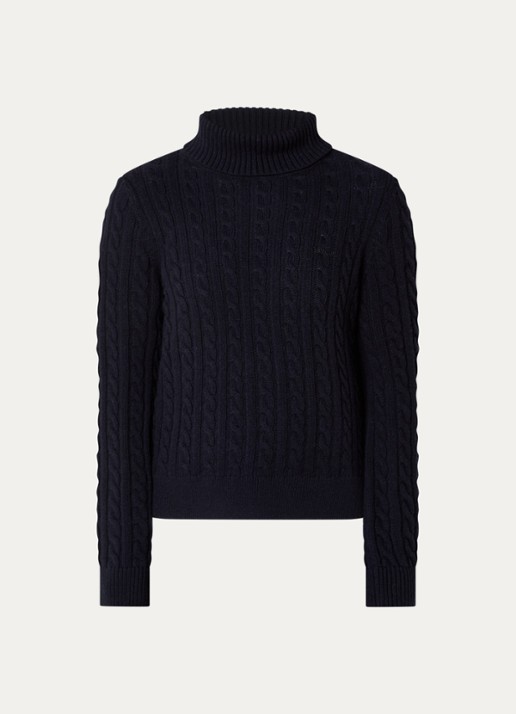 Barbour Ambleside grofgebreide trui met col - voorkant 2 blauw