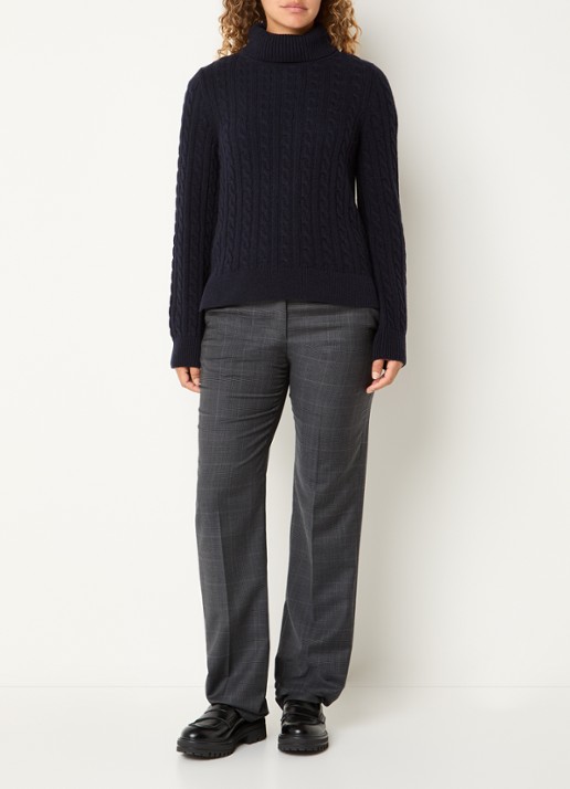 Barbour Ambleside grofgebreide trui met col - voorkant 3 blauw