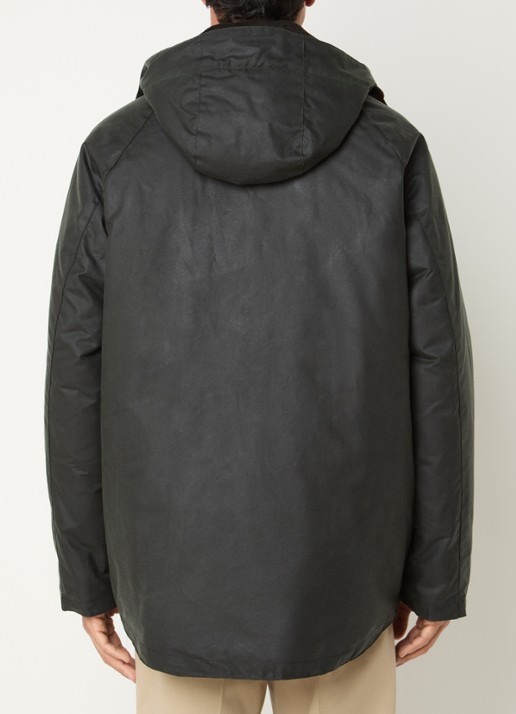 Barbour Beaufort gewatteerde parka met afneembare capuchon en klepzakken - achterkant 4 donkergroen
