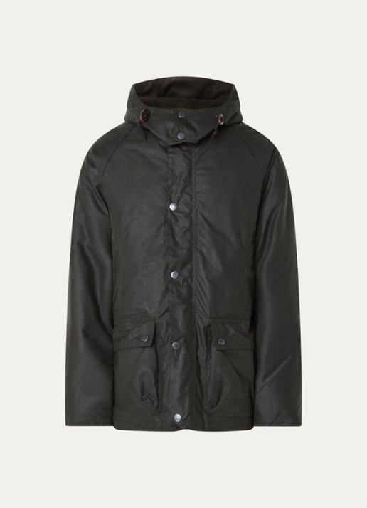 Barbour Beaufort gewatteerde parka met afneembare capuchon en klepzakken - voorkant donkergroen