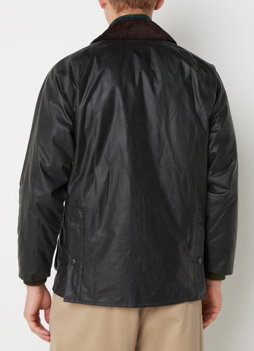 Barbour Bedale jack met opgestikte zakken en kraag van corduroy  - achterkant 3 bronsgroen