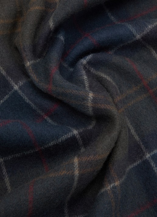 Barbour Braden tartan sjaal van schapenwol met ruitdessin 50 x 190 cm  - detail 3 donkergroen