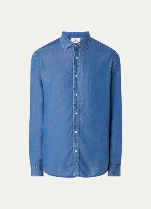 Barbour Burnett overhemd van denim - voorkant 2 blauw