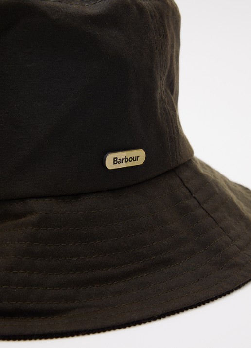 Barbour Delilah bucket hoed met details van corduroy  - detail olijfgroen