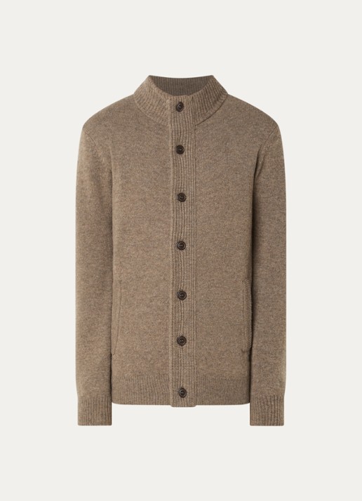 Barbour Essential fijngebreid vest van wol - voorkant beige