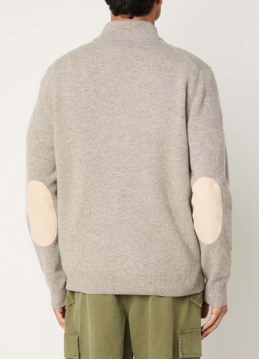 Barbour Essential fijngebreide trui van wol met halve rits - achterkant 2 beige