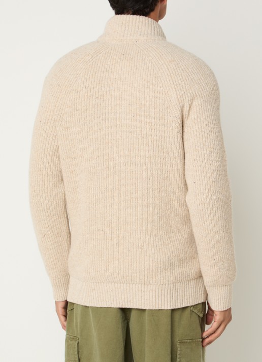 Barbour Essentials grofgebreide trui in wolblend - achterkant 3 beige