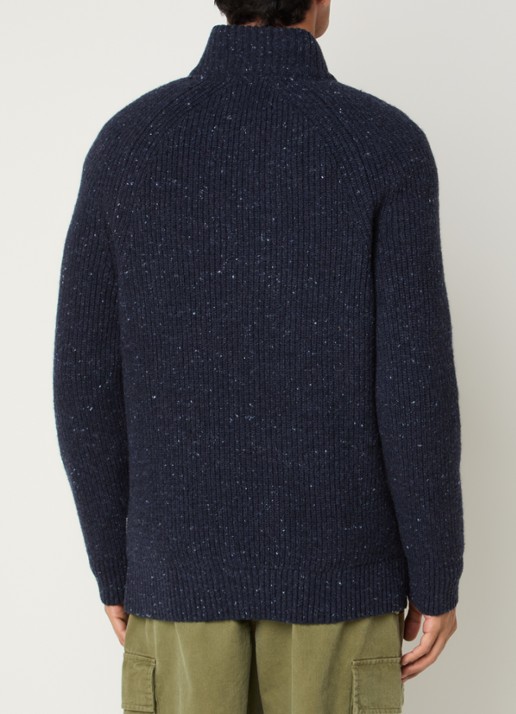 Barbour Essentials grofgebreide trui in wolblend - achterkant 4 donkerblauw