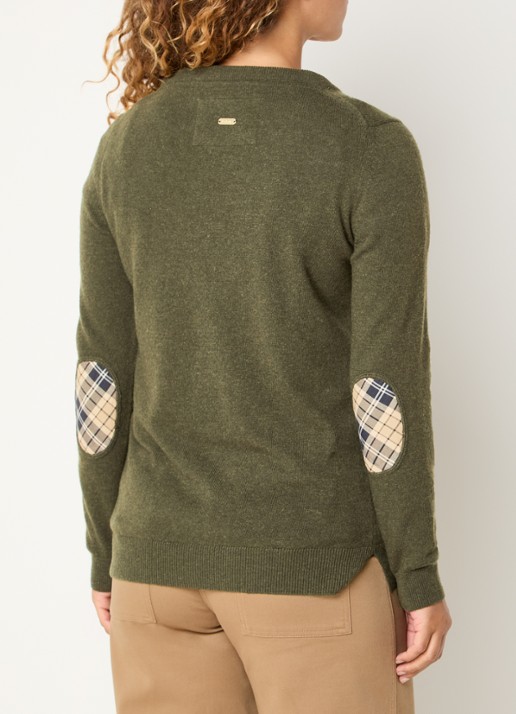 Barbour Fijngebreide pullover - achterkant 4 olijfgroen
