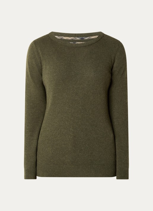 Barbour Fijngebreide pullover - voorkant olijfgroen