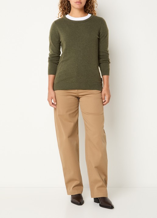 Barbour Fijngebreide pullover - voorkant 2 olijfgroen