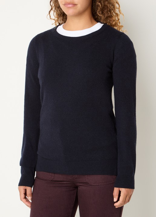 Barbour Fijngebreide pullover - detail donkerblauw