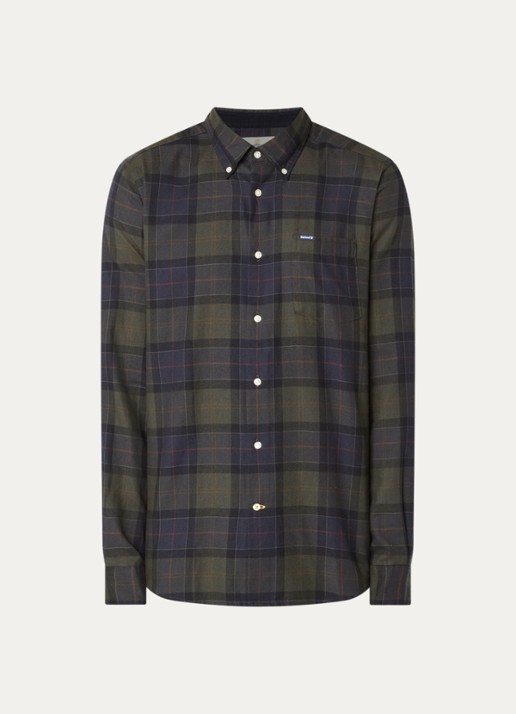 Barbour Fortrose regular fit overhemd met ruitdessin - voorkant 3 donkergroen