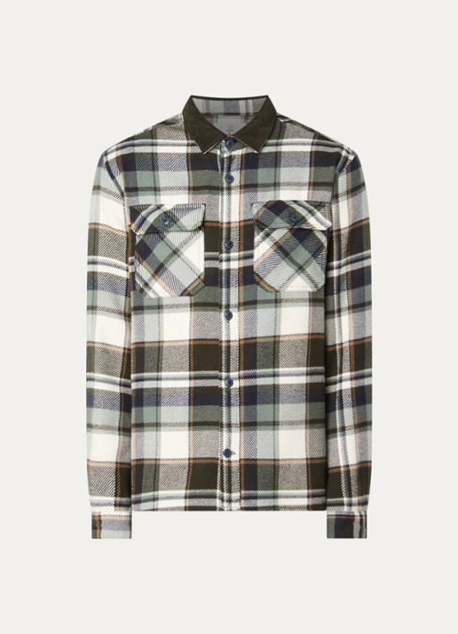 Barbour Grasmoor overshirt met ruitdessin en borstzakken - voorkant olijfgroen
