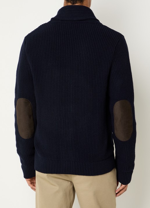 Barbour Grofgebreid vest met opgestikte zakken - achterkant 2 donkerblauw