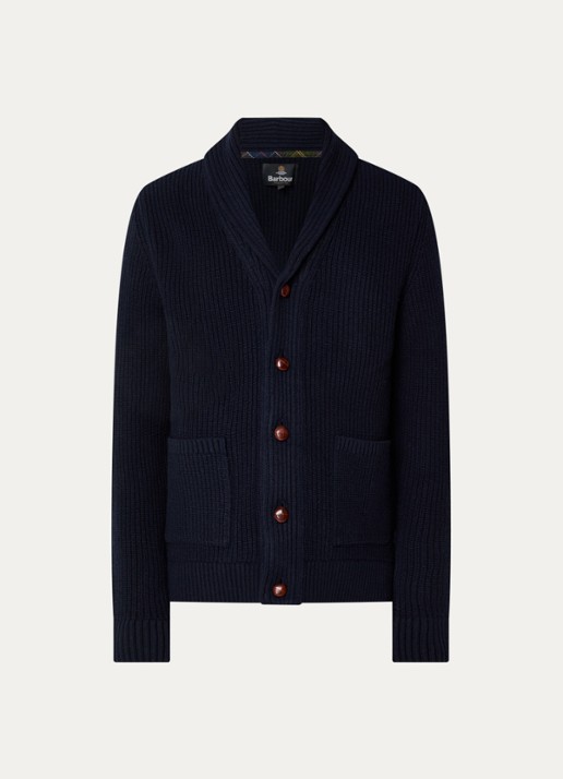 Barbour Grofgebreid vest met opgestikte zakken - voorkant 3 donkerblauw