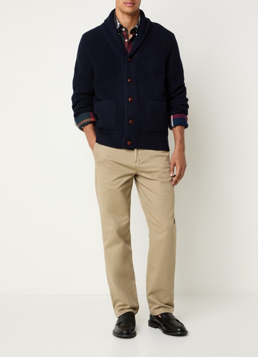Barbour Grofgebreid vest met opgestikte zakken - voorkant 4 donkerblauw