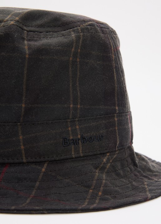 Barbour Haydon tartan bucket hoed met ruitdessin  - detail donkergroen