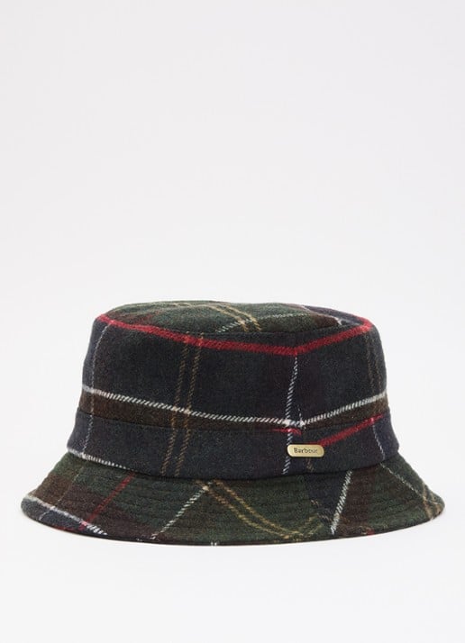 Barbour Heidi tartan bucket hoed in wolblend met ruitdessin