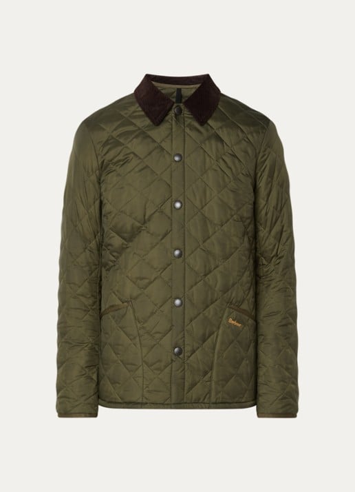 Barbour Heritage Liddesdale barn jack met quilt patroon - voorkant 3 olijfgroen