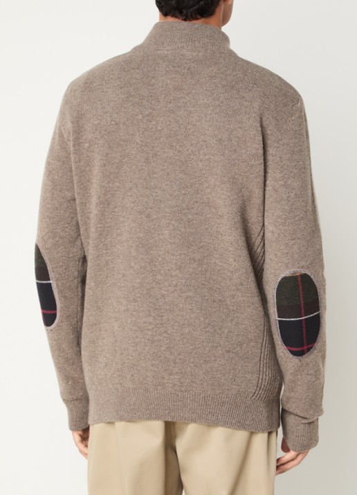 Barbour Holden fijngebreide trui van wol met halve rits - achterkant 2 beige