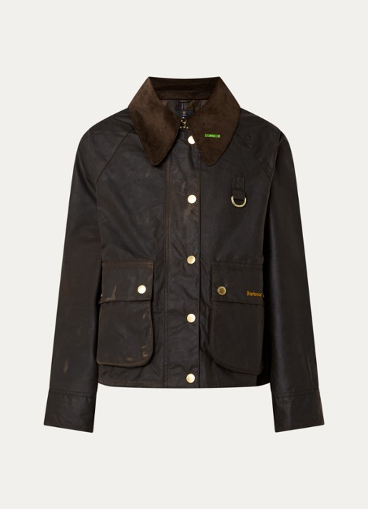 Barbour Icons Modern Spey A-lijn barn jack met klepzakken - voorkant 3 donkerbruin