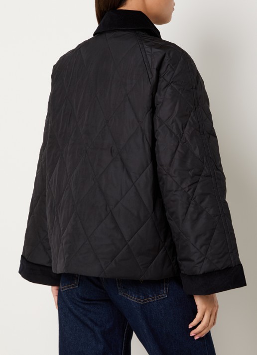 Barbour Kilnwick A-lijn barn jack met quilt patroon - achterkant 4 zwart
