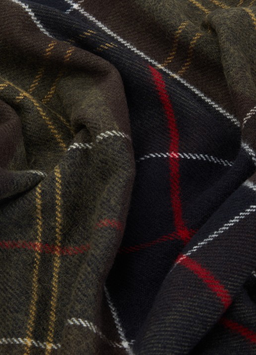 Barbour Kirklees sjaal met ruitdessin 145 x 70 cm - detail donkergroen