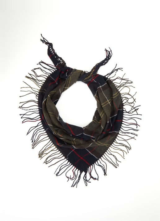 Barbour Kirklees sjaal met ruitdessin 145 x 70 cm - voorkant 2 donkergroen