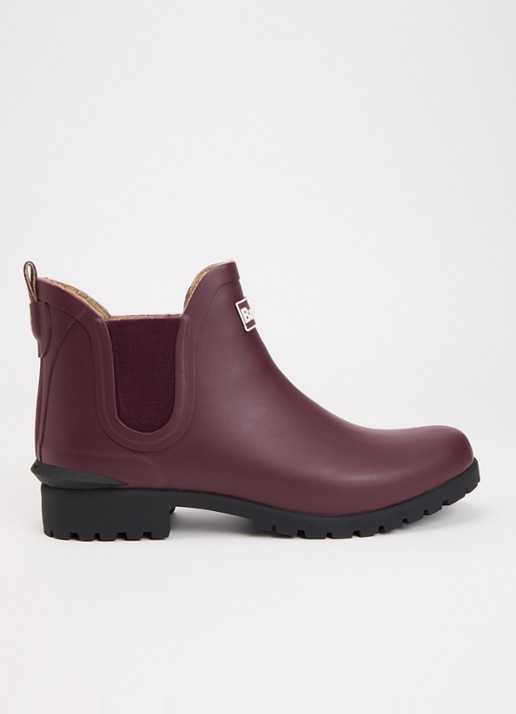 Barbour Kirkton regenlaars met ruitdessin en logo - voorkant 4 bordeauxrood