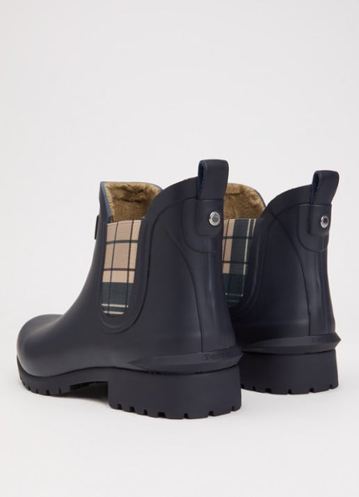 Barbour Kirkton regenlaars met ruitdessin en logo - achterkant 3 donkerblauw