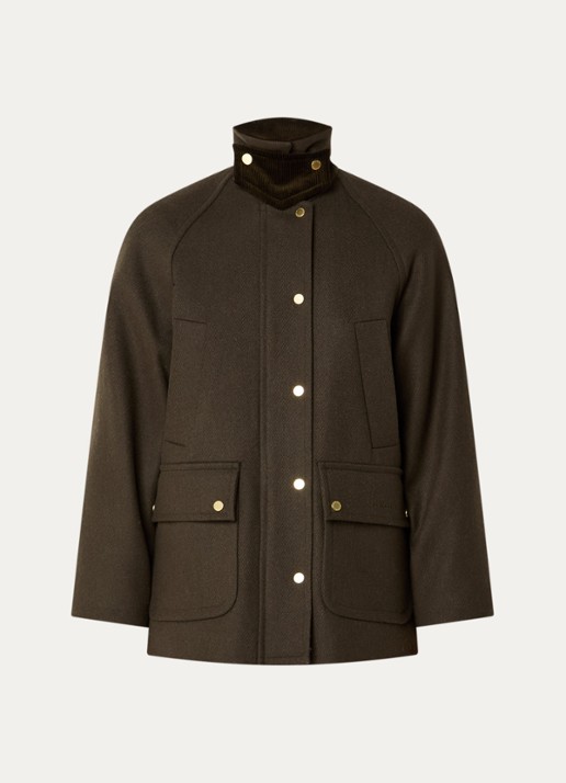 Barbour Mantel met klepzakken - voorkant 3 olijfgroen