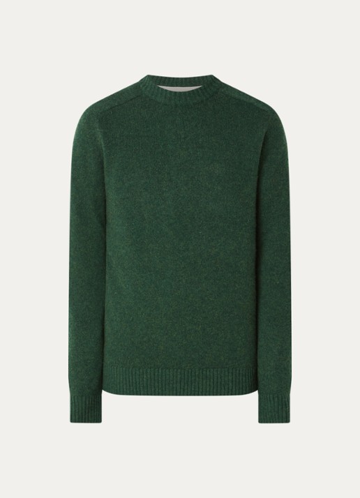 Barbour Newton grofgebreide trui van wol - voorkant groen