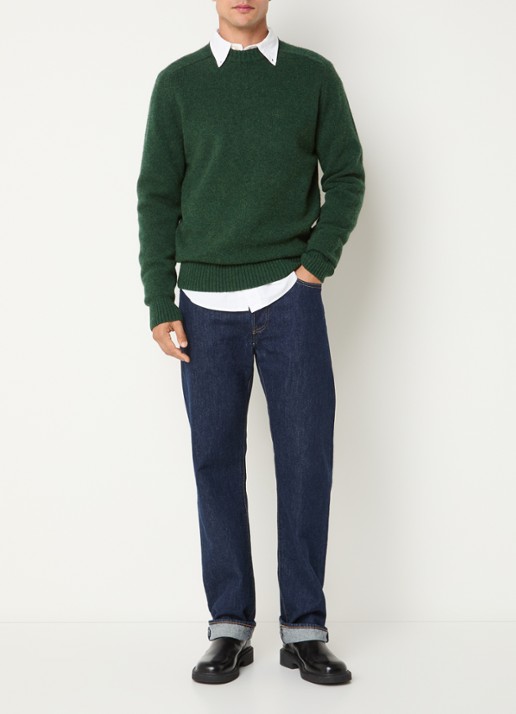 Barbour Newton grofgebreide trui van wol - voorkant 2 groen