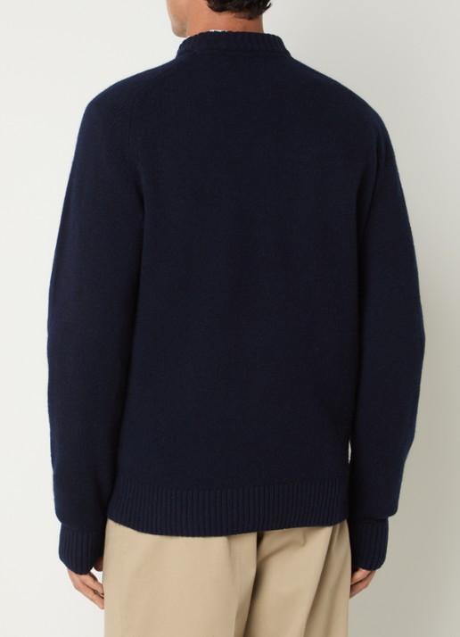 Barbour Newton grofgebreide trui van wol - achterkant donkerblauw