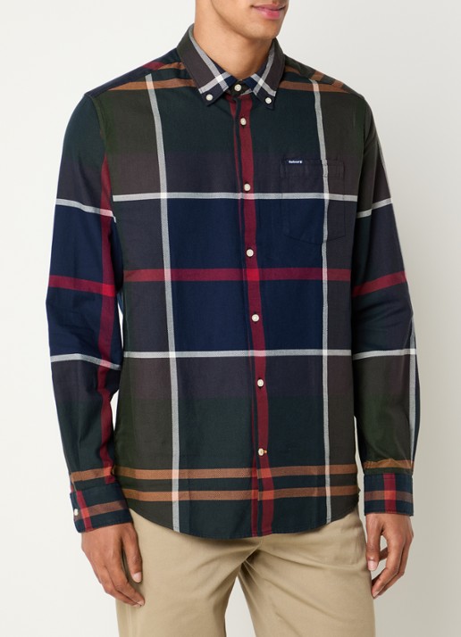 Barbour Overhemd met ruitdessin - detail groen