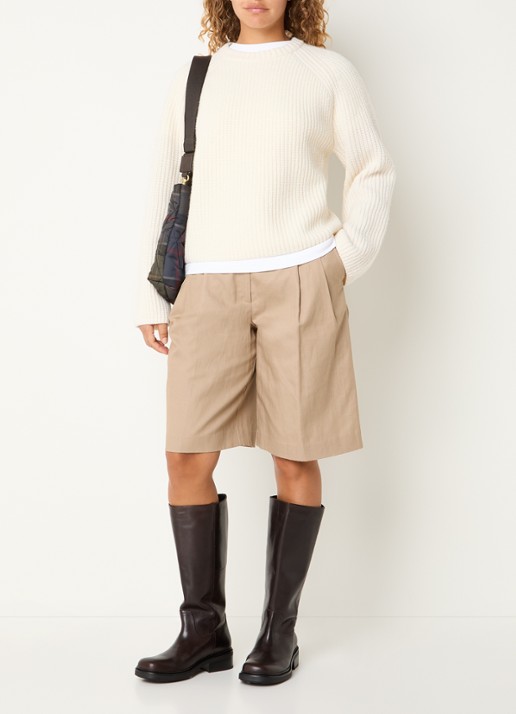Barbour Renata grofgebreide trui - voorkant 2 beige