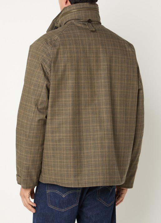 Barbour Transport regenjack met ruitdessin en opbergbare capuchon - achterkant 2 beige
