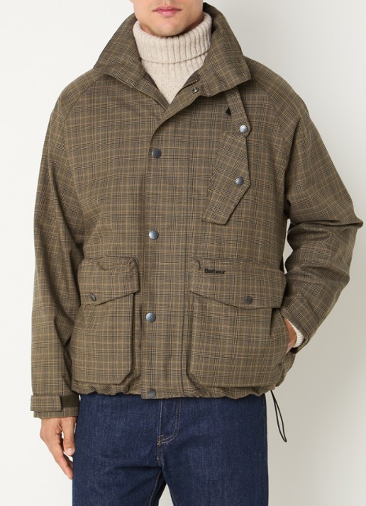 Barbour Transport regenjack met ruitdessin en opbergbare capuchon