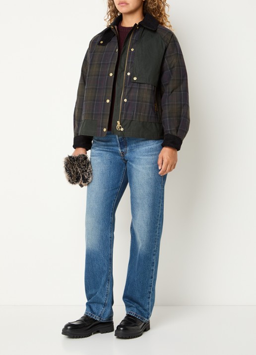 Barbour Truro jack met ruitdessin - voorkant 2 donkerblauw