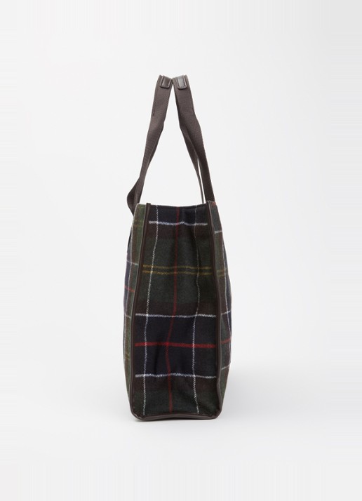 Barbour Turnberry shopper in wolblend met ruitdessin - detail 3 donkergroen