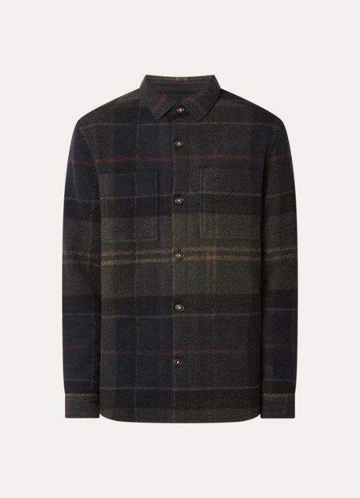 Barbour Woodlane overshirt met ruitdessin en borstzakken - voorkant zwart