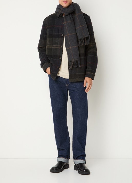 Barbour Woodlane overshirt met ruitdessin en borstzakken - voorkant 2 zwart