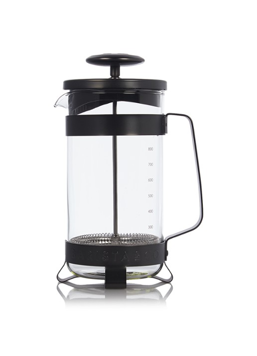 Barista & Co Cafetière van borosilicaatglas 1 liter - voorkant zwart