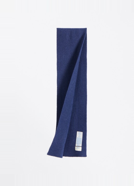 Barts Basalth ribgebreide sjaal 140 x 15 cm - detail 2 donkerblauw