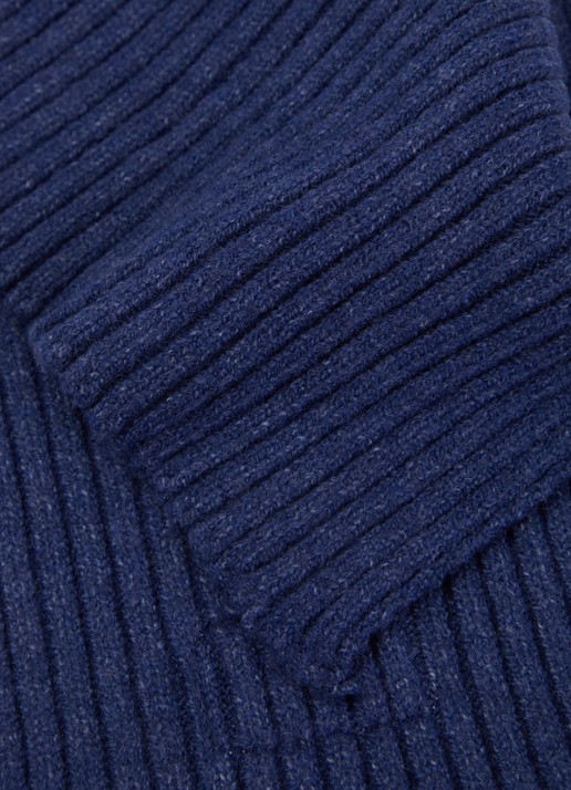 Barts Basalth ribgebreide sjaal 140 x 15 cm - detail 3 donkerblauw